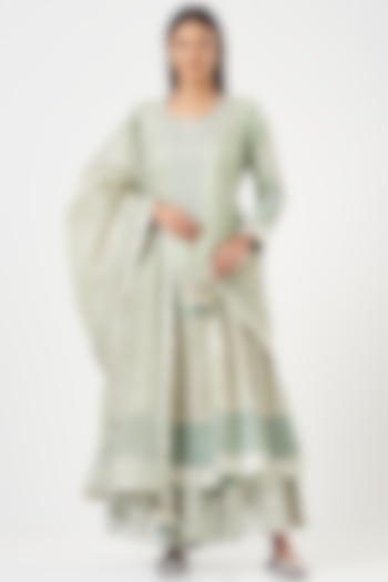 Sea Green & White Embroidered Bridal Sharara Set by Simar Dugal at Pernia's Pop Up Shop