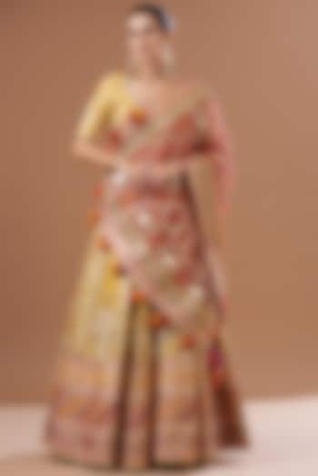Mustard Chanderi Banarasi Embroidered Bridal Lehenga Set by Simar Dugal at Pernia's Pop Up Shop