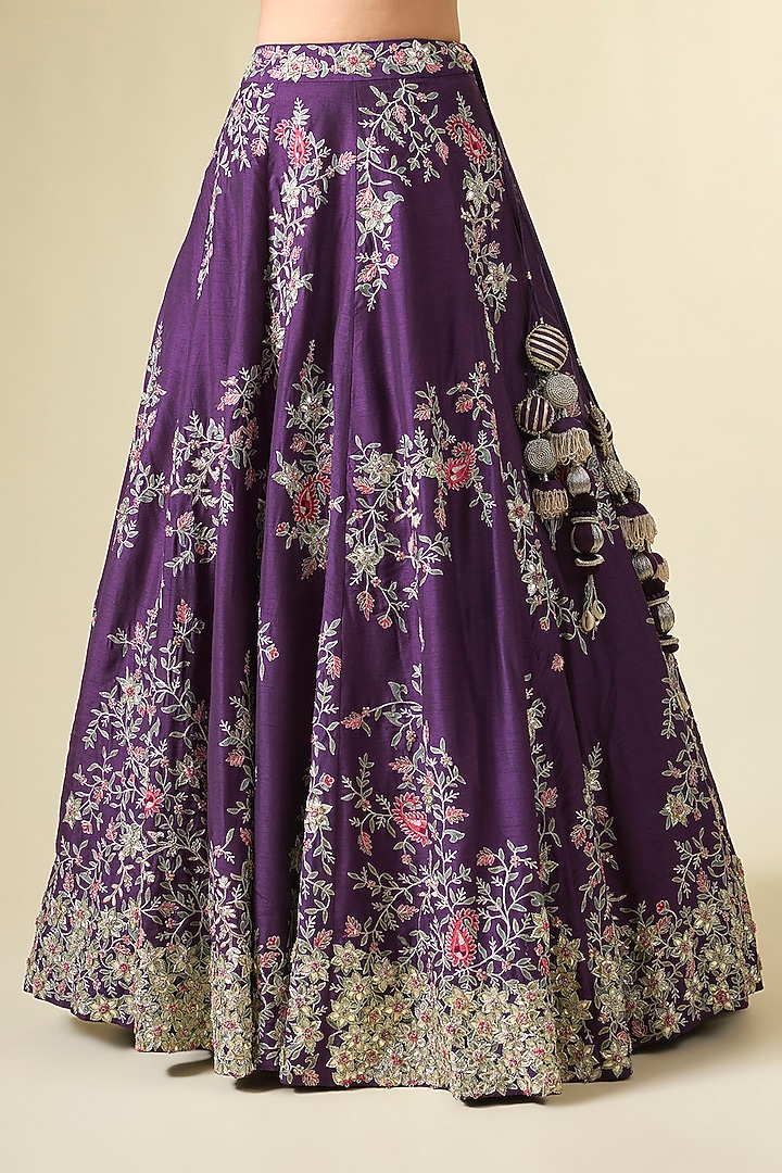 Purple Organza & Dupion Bridal Lehenga Set by Simar Dugal at Pernia's Pop Up Shop