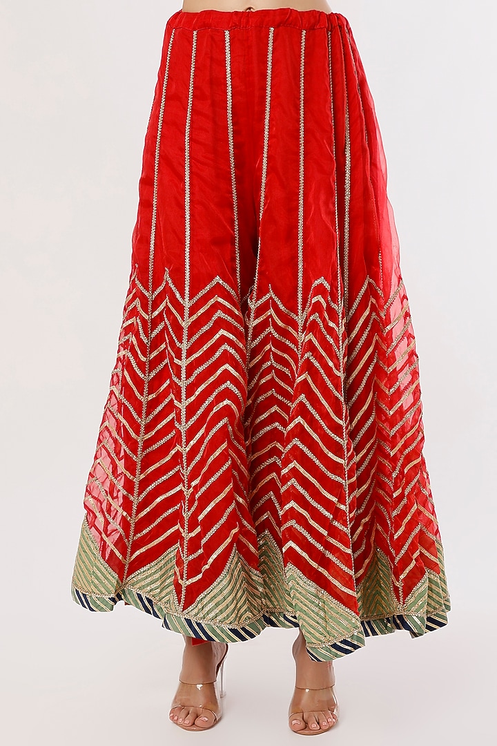 Red Embroidered Wedding Sharara Set by Simar Dugal at Pernia's Pop Up Shop