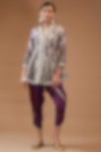 Purple Modal Silk Dhoti Set by Simar Dugal at Pernia's Pop Up Shop