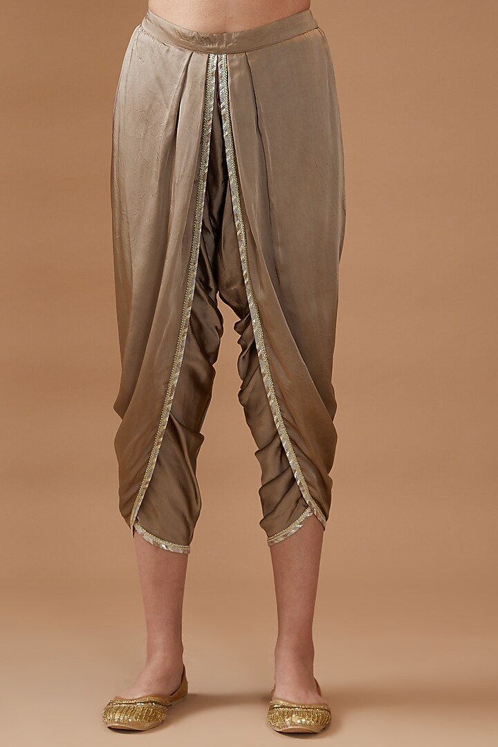 Brown Chanderi Embroidered Jacket Set by Simar Dugal at Pernia's Pop Up Shop