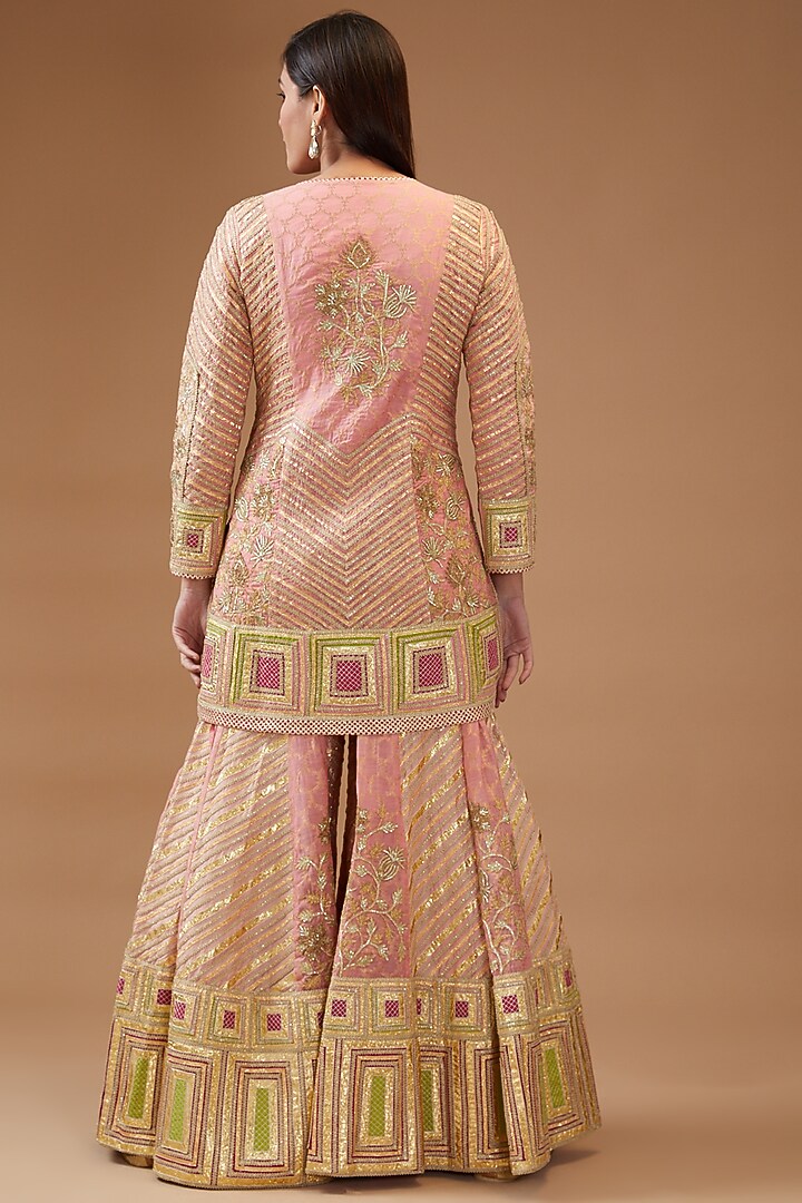 Pink Banarasi Embroidered Bridal Sharara Set by Simar Dugal at Pernia's Pop Up Shop