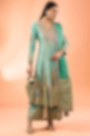 Aqua Chanderi Gota Work Anarkali Set by Simar Dugal at Pernia's Pop Up Shop