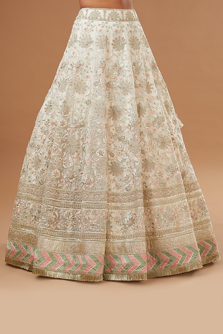 Ivory Organza & Chanderi Embellished Bridal Lehenga Set by Simar Dugal at Pernia's Pop Up Shop