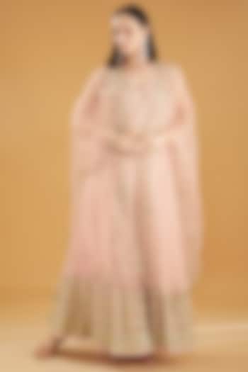 Old Rose Cotton Silk Gota Stripe Embellished Wedding Sharara Set by Simar Dugal at Pernia's Pop Up Shop