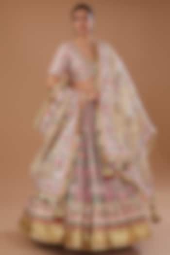 Multi-Colored Silk Organza Floral Gota Embroidered Bridal Lehenga Set by Simar Dugal at Pernia's Pop Up Shop