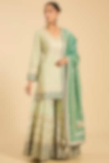 Mint Banarasi Gota Work Bridal Sharara Set by Simar Dugal at Pernia's Pop Up Shop