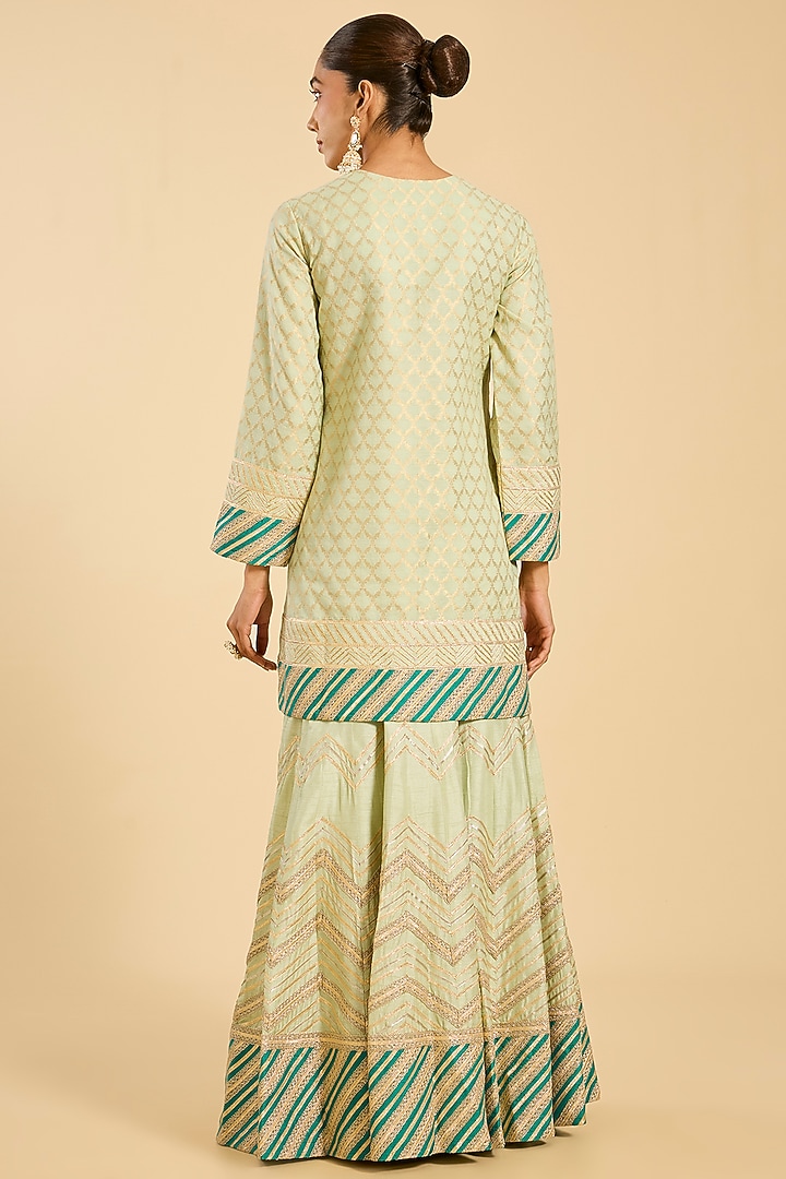 Mint Banarasi Gota Work Bridal Sharara Set by Simar Dugal at Pernia's Pop Up Shop