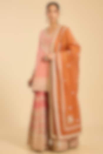 Coral Banarasi Gota Work Bridal Sharara Set by Simar Dugal at Pernia's Pop Up Shop