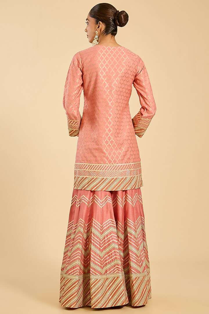 Coral Banarasi Gota Work Bridal Sharara Set by Simar Dugal at Pernia's Pop Up Shop