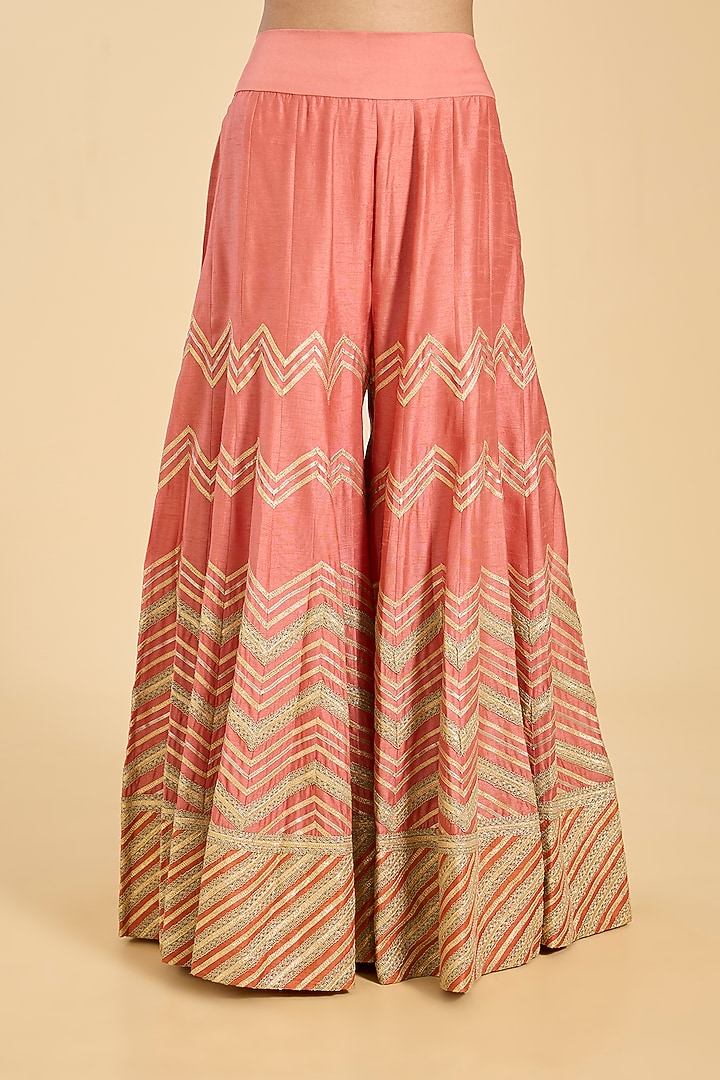 Coral Banarasi Gota Work Bridal Sharara Set by Simar Dugal at Pernia's Pop Up Shop