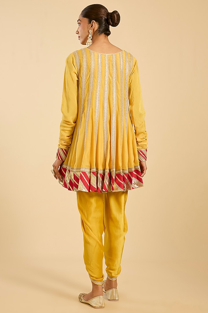 Mustard Silk Dhoti Set by Simar Dugal at Pernia's Pop Up Shop