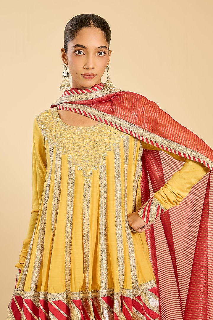 Mustard Silk Dhoti Set by Simar Dugal at Pernia's Pop Up Shop