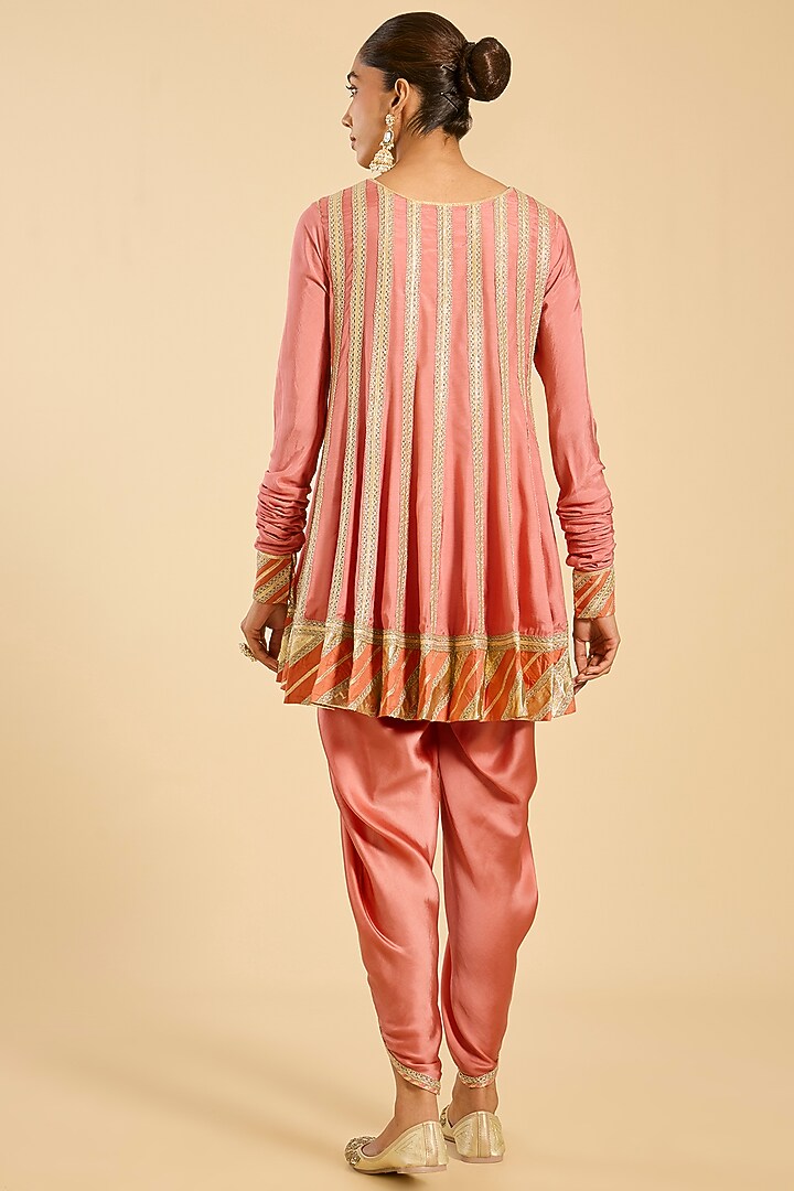 Coral Silk Dhoti Set by Simar Dugal at Pernia's Pop Up Shop