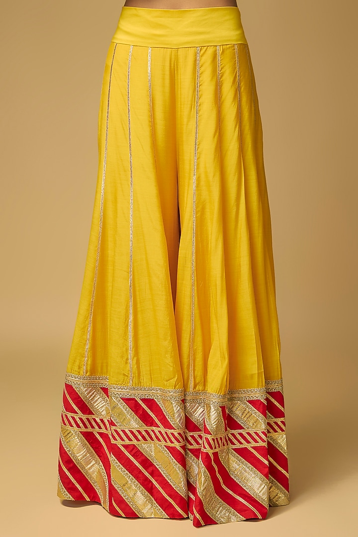 Yellow Cotton Silk Marodi & Gota Embroidered Bridal Anarkali Set by Simar Dugal at Pernia's Pop Up Shop