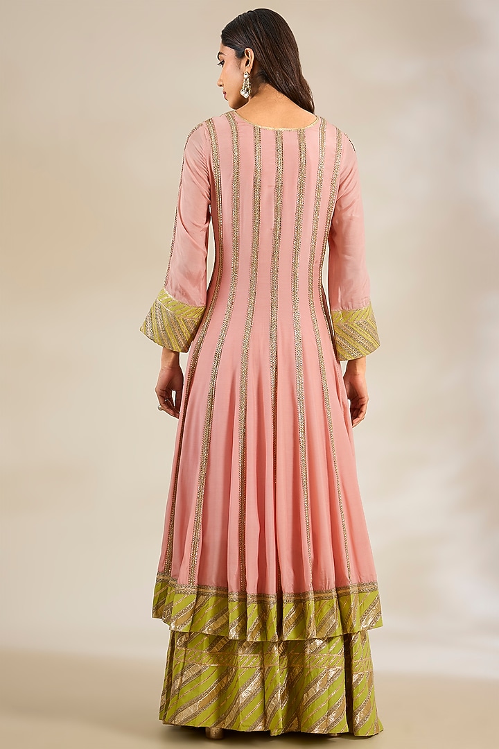 Pink Cotton Silk Embroidered Bridal Anarkali Set by Simar Dugal at Pernia's Pop Up Shop