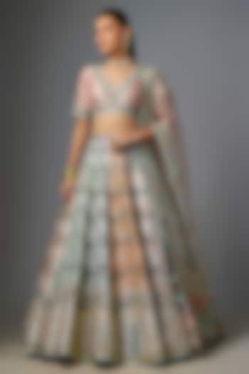 Pink & Peach Banarasi Gota Embroidered Bridal Lehenga Set by Simar Dugal at Pernia's Pop Up Shop
