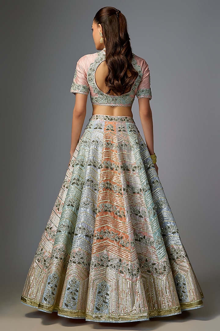Pink & Peach Banarasi Gota Embroidered Bridal Lehenga Set by Simar Dugal at Pernia's Pop Up Shop