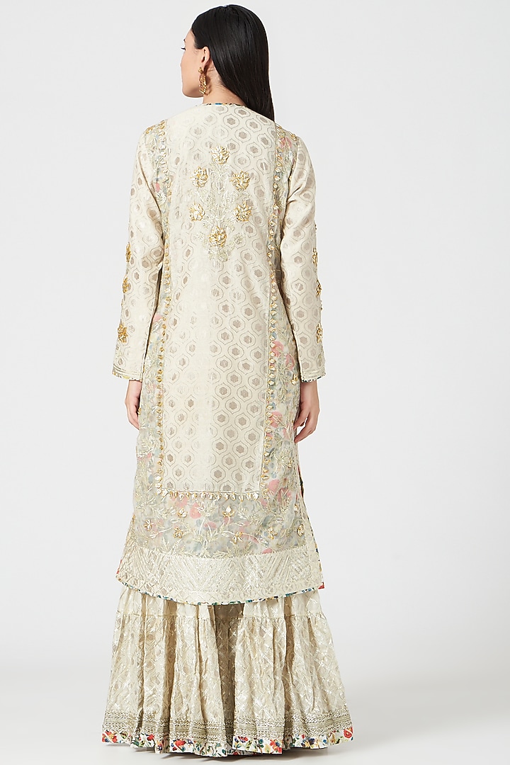 Ivory Gota Embroidered Wedding Sharara Set by Simar Dugal at Pernia's Pop Up Shop