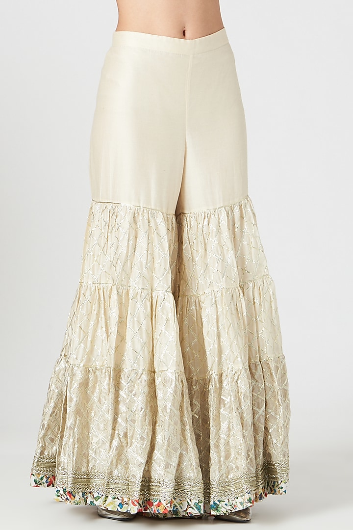 Ivory Gota Embroidered Wedding Sharara Set by Simar Dugal at Pernia's Pop Up Shop
