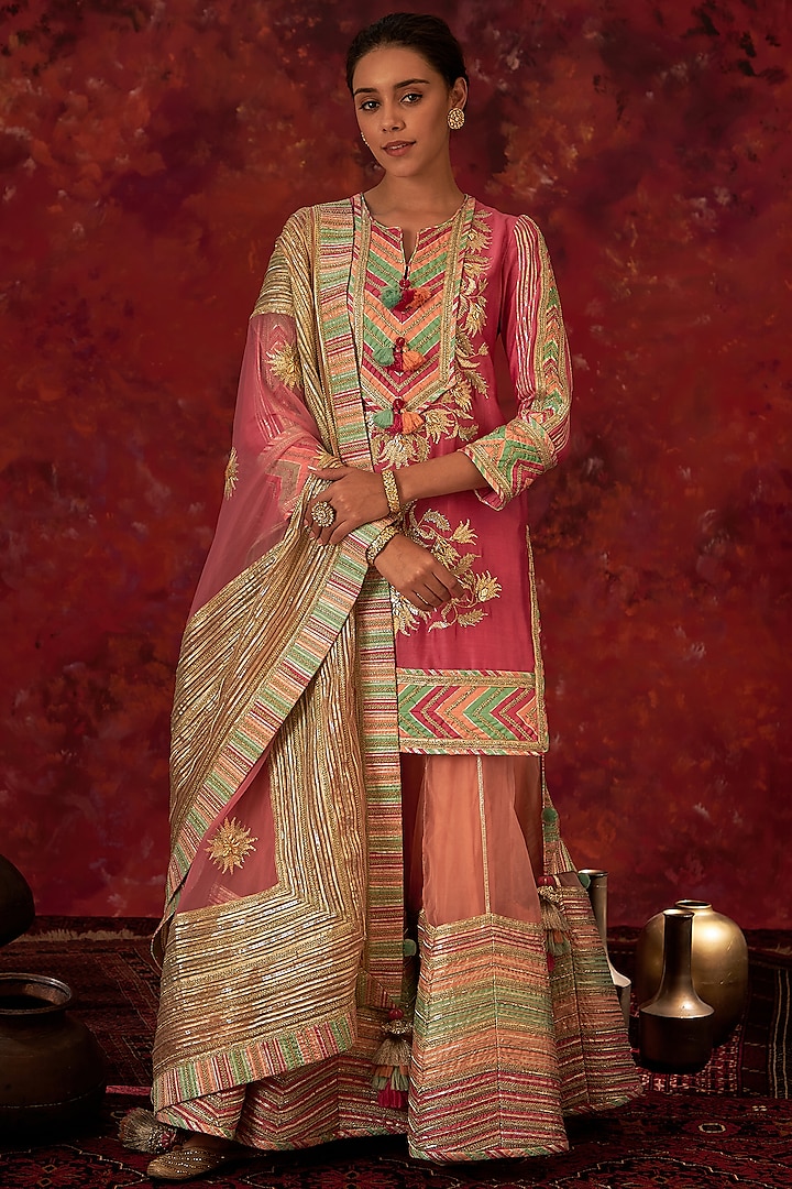 Multi-Colored Embellished Sharara Set by Simar Dugal at Pernia's Pop Up Shop