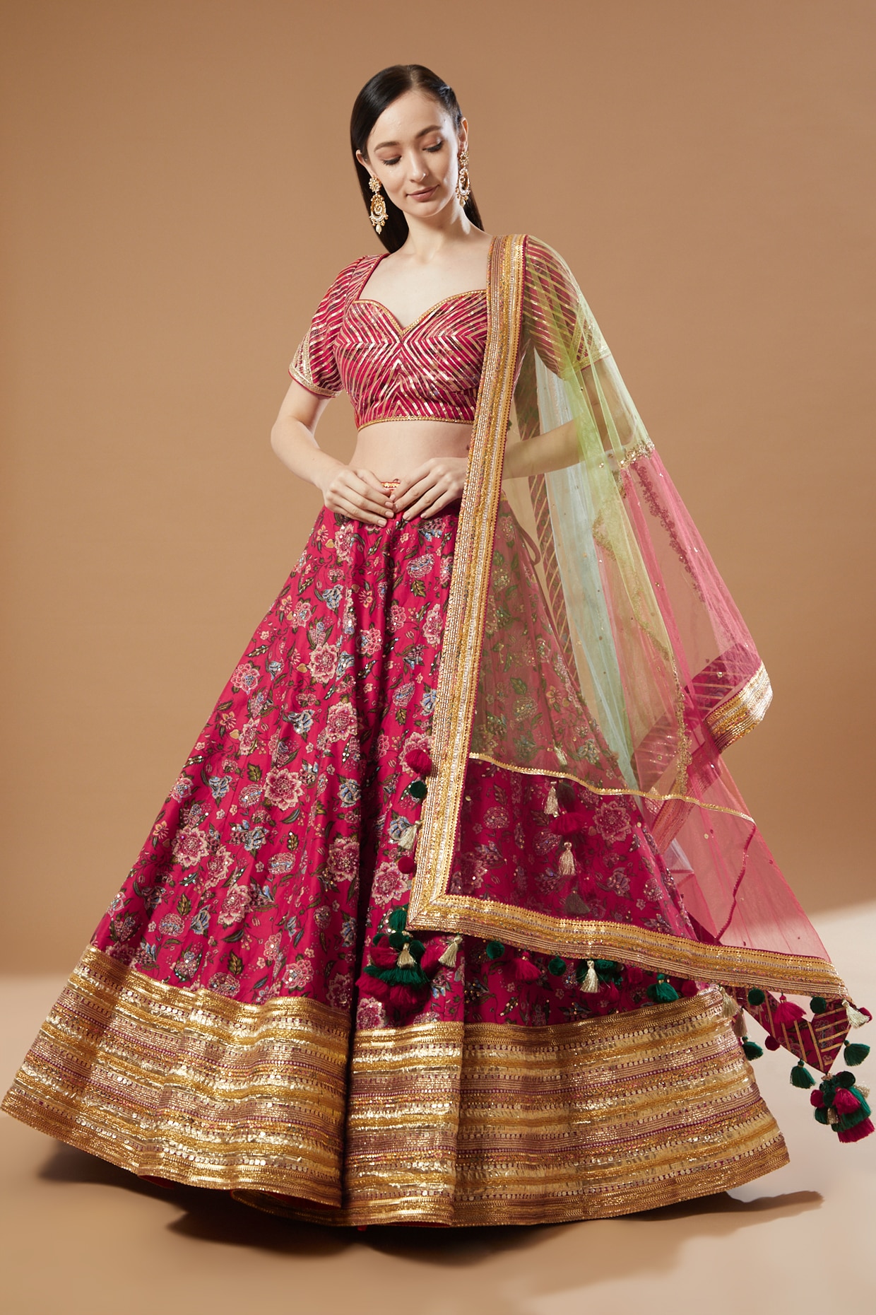 Red Floral Printed Lehenga Set Design by Scakhi at Pernia's Pop Up Shop 2024