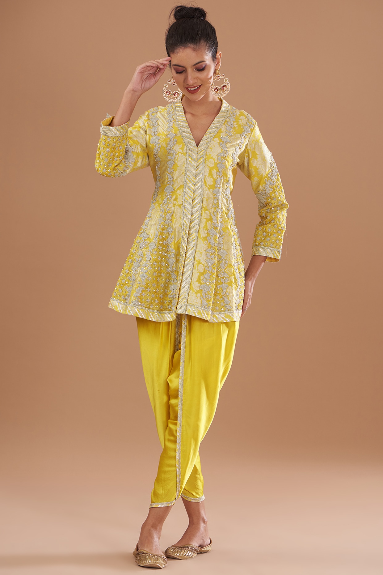 Buy Yellow Cotton Printed Dhoti Suit Online at Best Price | Cbazaar