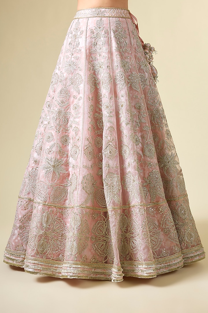 Light Pink Organza & Banarasi Bridal Lehenga Set by Simar Dugal at Pernia's Pop Up Shop