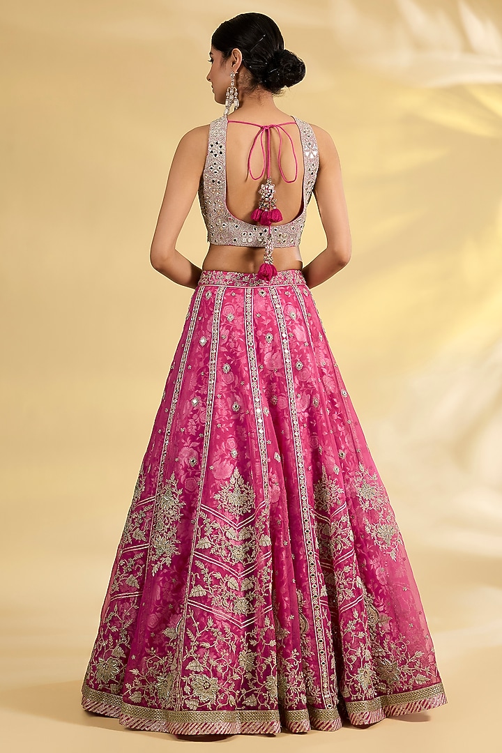 Pink Banarasi Sequins & Dabka Embroidered Bridal Lehenga Set by Simar Dugal at Pernia's Pop Up Shop