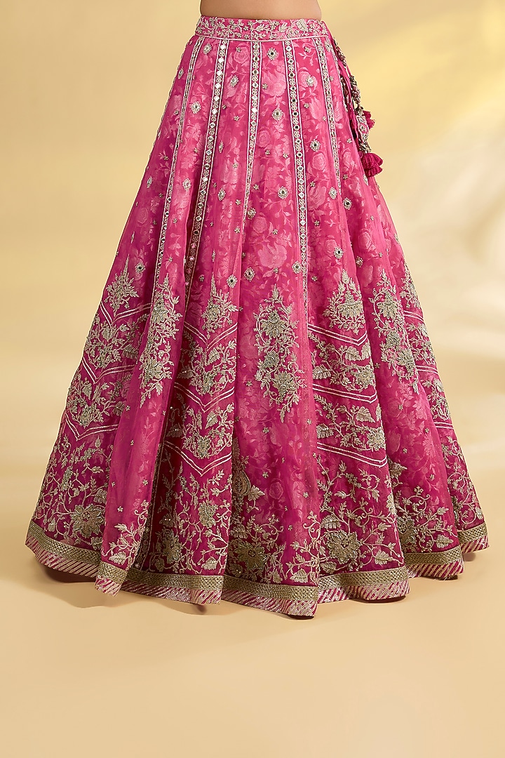 Pink Banarasi Sequins & Dabka Embroidered Bridal Lehenga Set by Simar Dugal at Pernia's Pop Up Shop