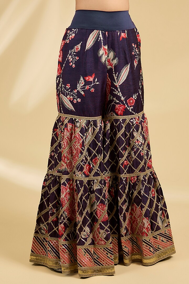 Purple Dupion Silk Embroidered Bridal Sharara Set by Simar Dugal at Pernia's Pop Up Shop