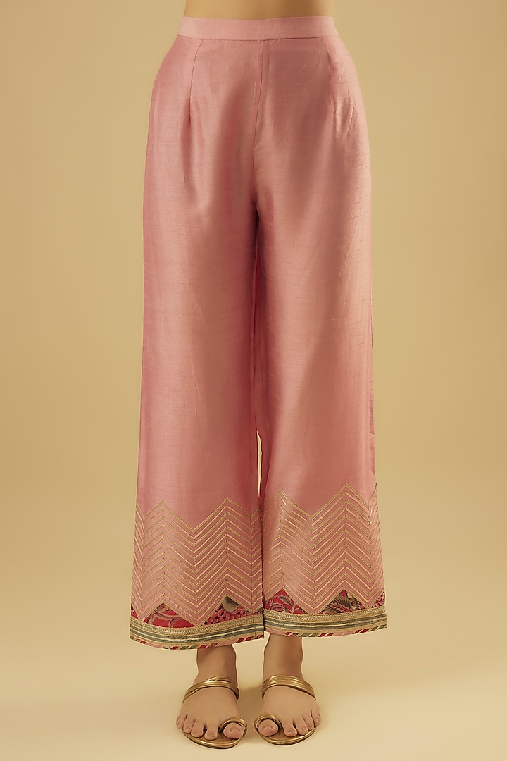 Red Dupion Silk Dori Hand Embroidered & Printed Kurta Set by Simar Dugal at Pernia's Pop Up Shop