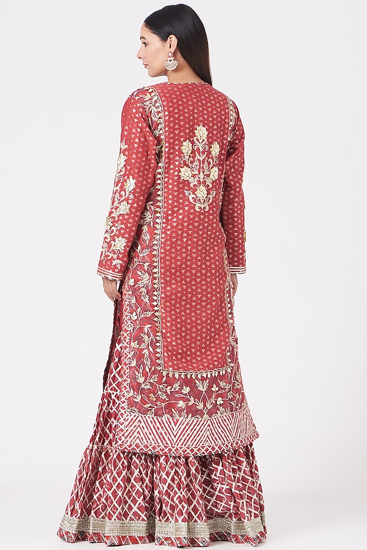 Red Embroidered Wedding Sharara Set by Simar Dugal at Pernia's Pop Up Shop