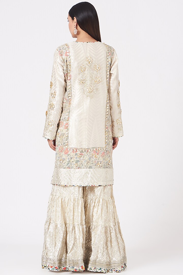 Cream Embroidered Wedding Sharara Set by Simar Dugal at Pernia's Pop Up Shop