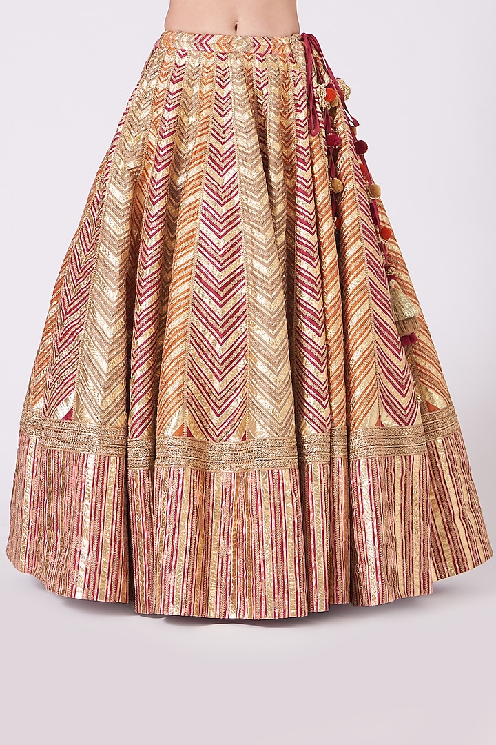 Fuchsia & Gold Embroidered Wedding Lehenga Set by Simar Dugal at Pernia's Pop Up Shop