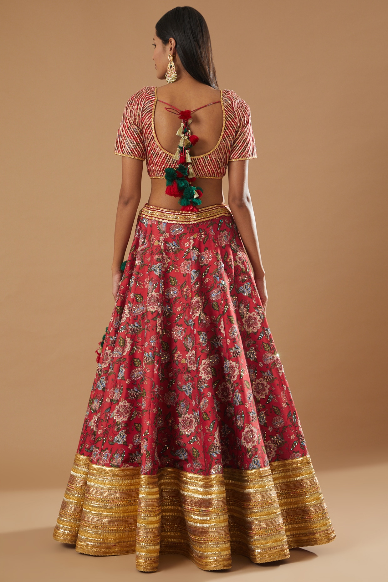 Ruby Red Floral Printed Lehenga Set Design by Seeaash at Pernia's Pop Up  Shop 2024