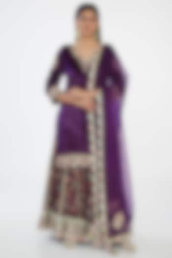 Purple Modal Silk Printed Sharara Set by Simar Dugal at Pernia's Pop Up Shop