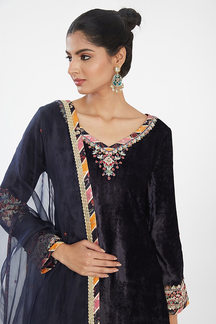 Black Modal Silk Printed Bridal Sharara Set by Simar Dugal at Pernia's Pop Up Shop