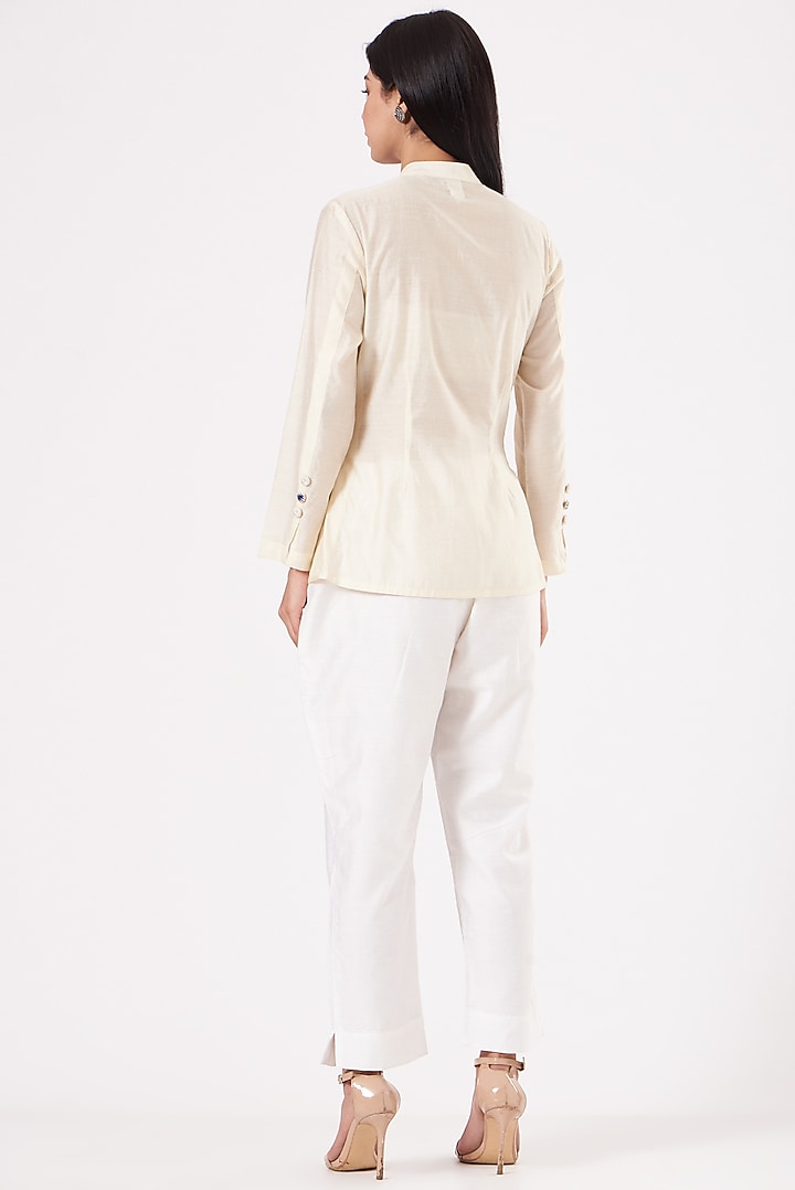 Off-White Embroidered Shirt by Sini Madhubani at Pernia's Pop Up Shop