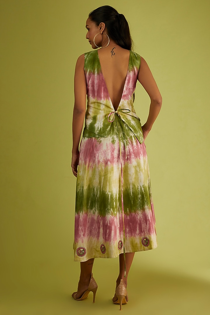Clove Brown & Henna Green Printed Skirt Set by Sini Madhubani at Pernia's Pop Up Shop