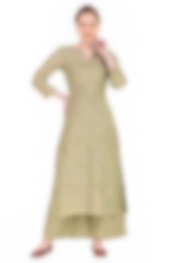 Green Chanderi Printed Kurta Set by Simply Kitsch at Pernia's Pop Up Shop