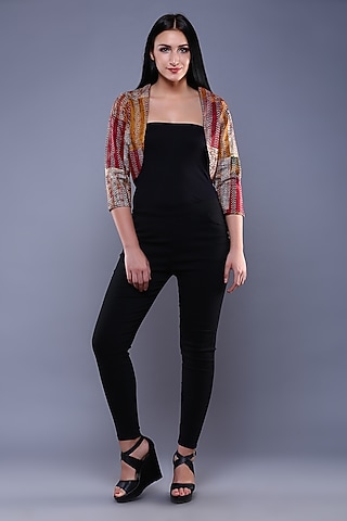 Multi-Colored Silk Kantha Printed Shrug by Simply Kitsch