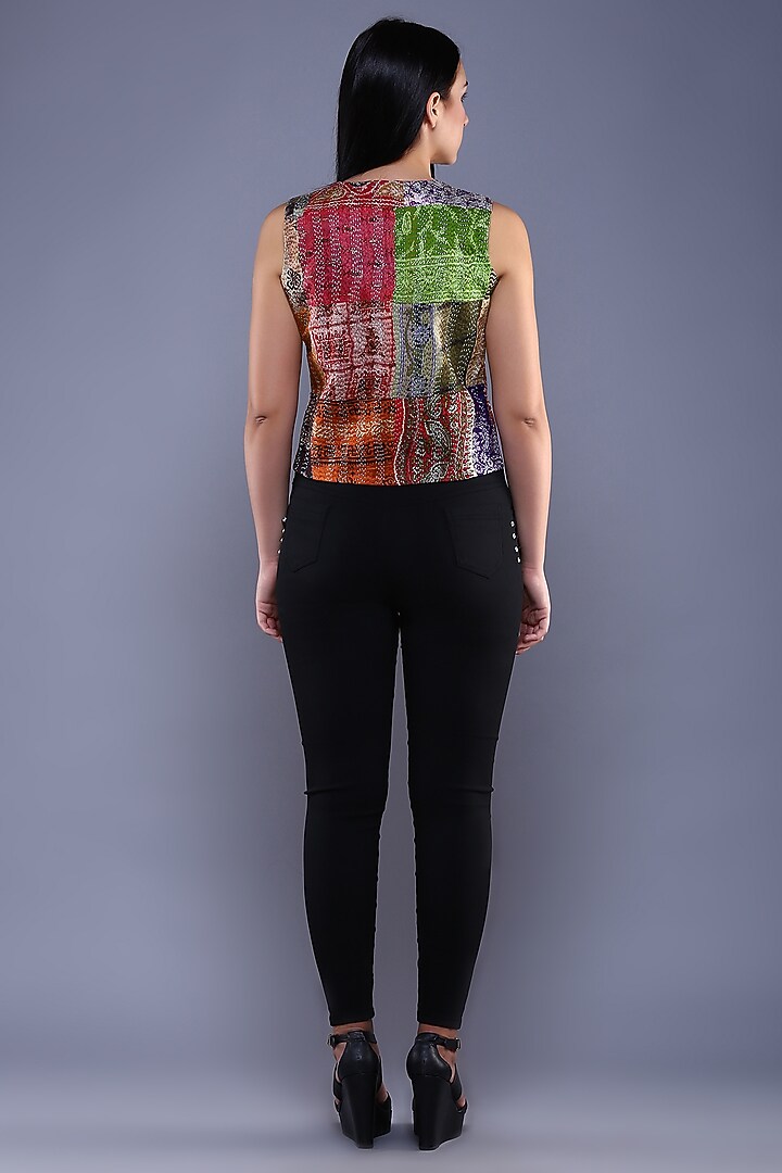 Multi-Colored Kantha Printed Jacket by Simply Kitsch at Pernia's Pop Up Shop