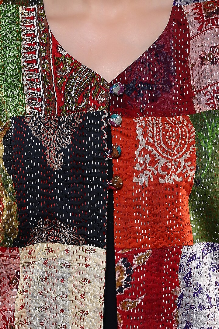 Multi-Colored Kantha Printed Jacket by Simply Kitsch at Pernia's Pop Up Shop
