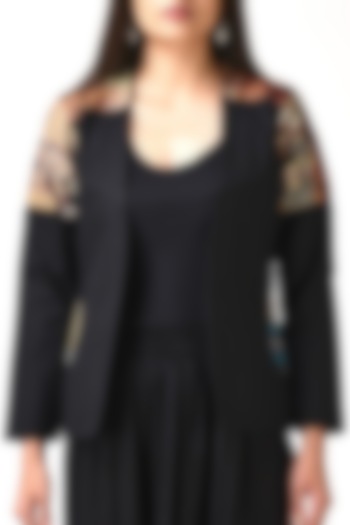 Black Jacket With Embroidery by Simply Kitsch