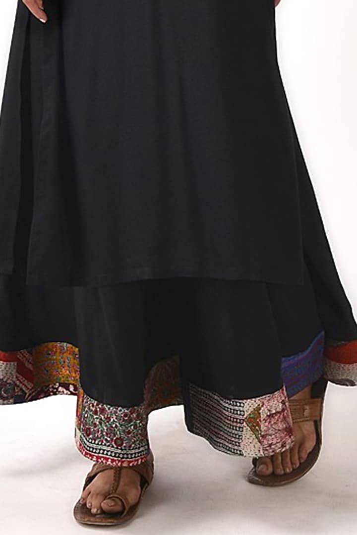 Black Kantha Embroidered Kurta Set by Simply Kitsch at Pernia's Pop Up Shop