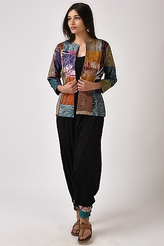 Black Embroidered Harem Pants by Simply Kitsch