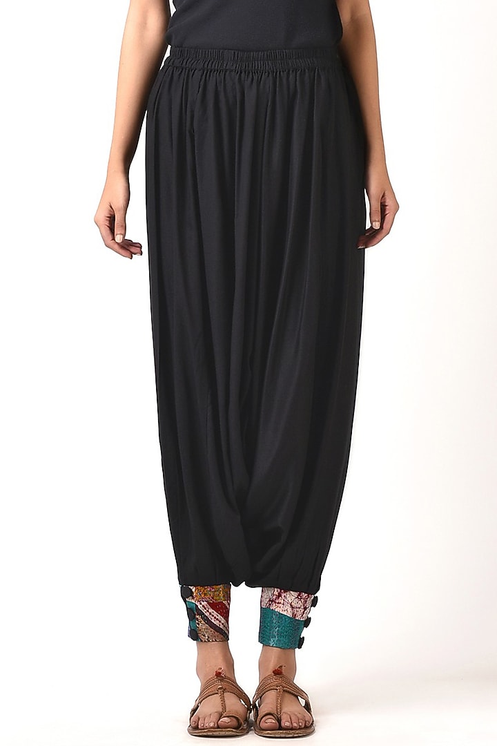 Black Embroidered Harem Pants by Simply Kitsch at Pernia's Pop Up Shop