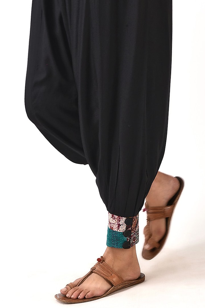 Black Embroidered Harem Pants by Simply Kitsch at Pernia's Pop Up Shop